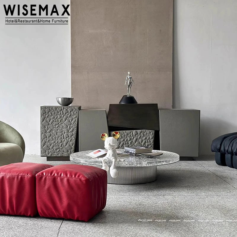 WISEMAX FURNITURE Decorative Home Furniture Light Luxury Irregular Block Combination Storage Side Cabinet For Living Room