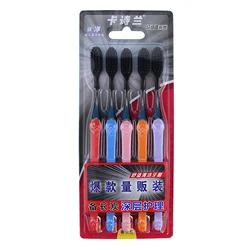 the hot selling 5pk soft charcoal bristle toothbrush set with binchotan charcoal bristle 5 packs