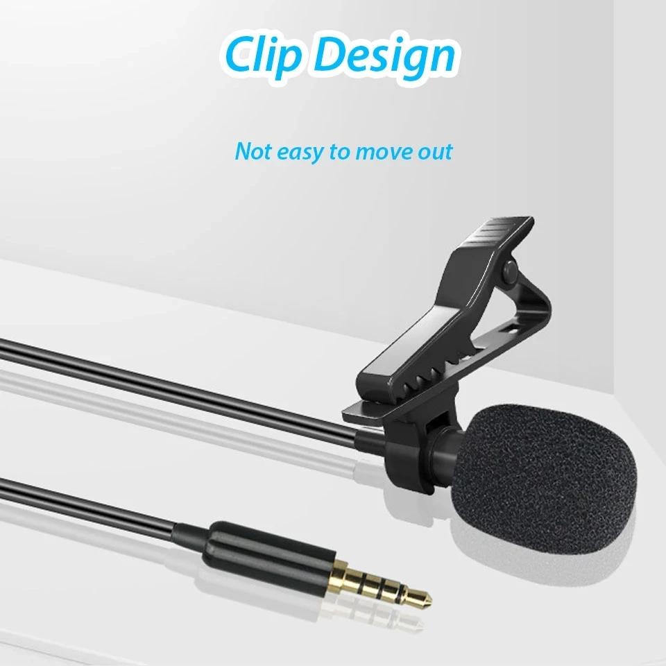 portable 3.5mm lapel microphone tie-clip condenser for smartphone computer professional video recording mini audio microphone