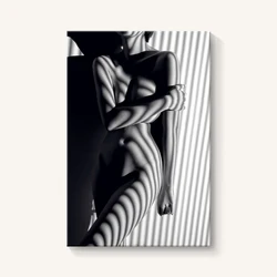 modern black and white sexy nude body painting girl woman photo wall art