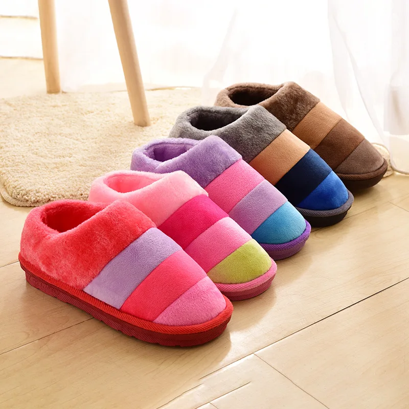 2022 winter indoor home bedroom cotton slippers for men and women thick-soled non-slip furry fluffy ladies slippers