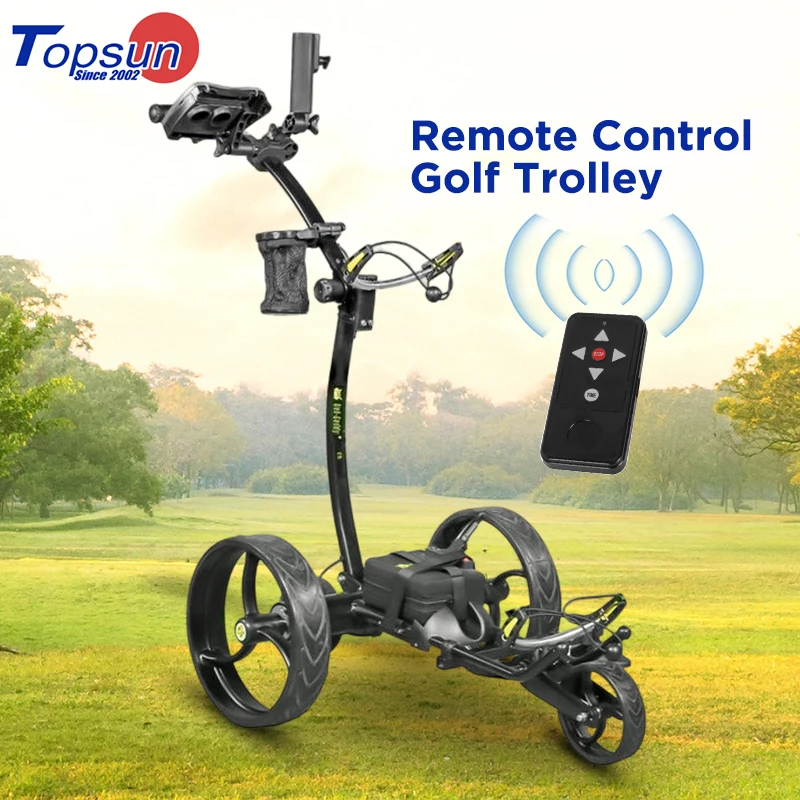 China Topsun Golf Stainless Steel Trolley Remote Stainless Golf Caddy