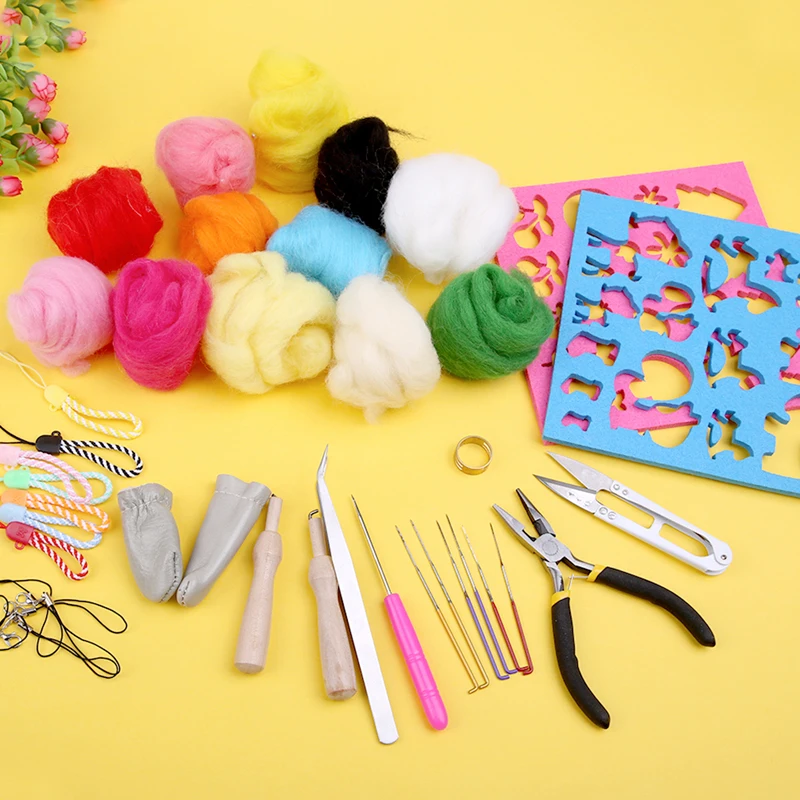 Handcraft DIY Craft wool felt craft set Color Wool Animal Needle Felting Kit