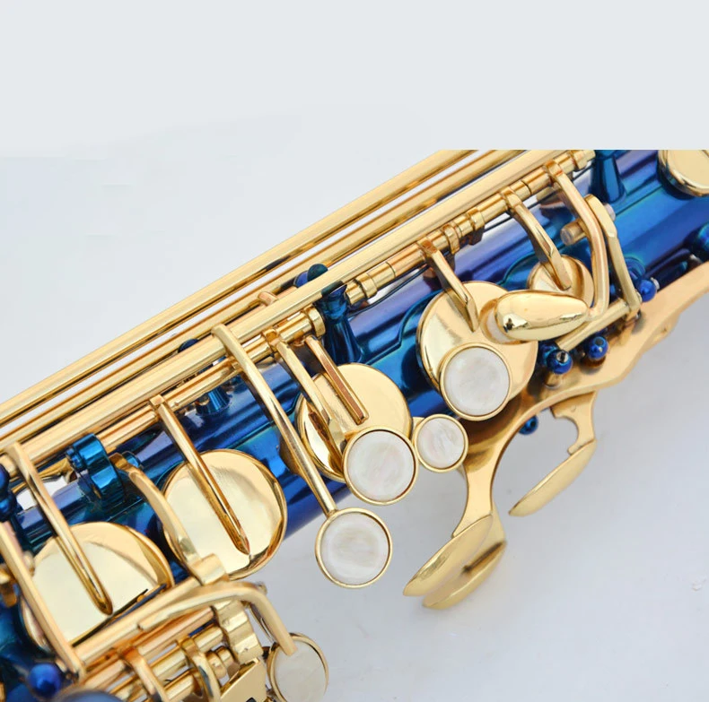 
Blue Gold Lacquer Brass Alto Instrument Accessories Professional Eb OEM China Sax Saxophone Alto 