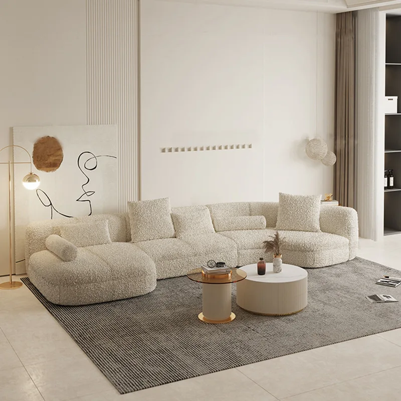 Creative ins Nordic retro cloth sofa sofa fabric white leisure living room sofa set