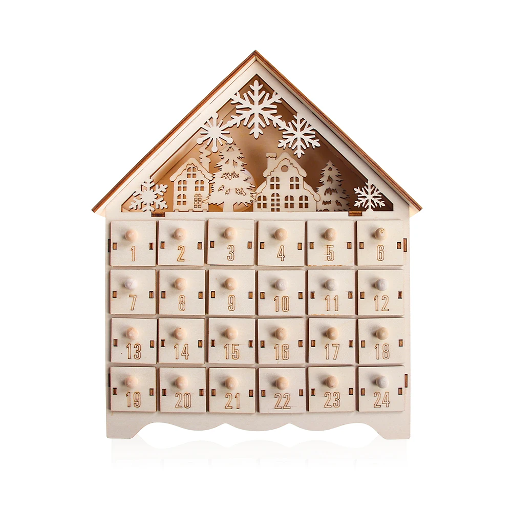 Wholesale high quality custom christmas wood wooden house advent calendar
