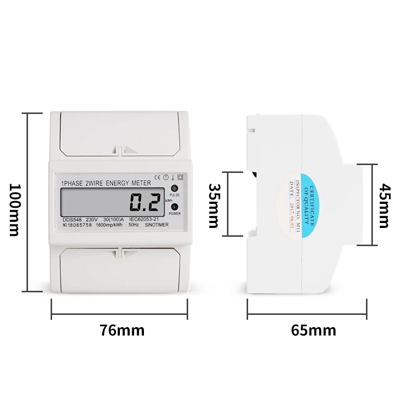 Wholesale Price Overload 30-100A 230V AC Single Phase 2 Wire Digital Wattmeter Electricity Cost Measuring Meter DIN Rail Mount