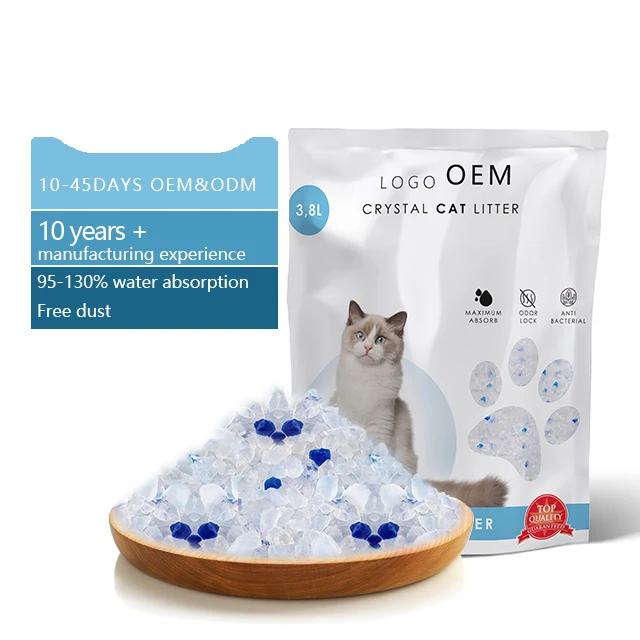 Cat Litter Sand OEM Wholesale Easy Clean  Used 3.8 L 4L 1.6KG Crystal Cat Litter Bulk Silica Gel Cat Litter