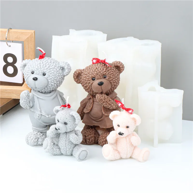 Customized 3D Cute Cartoon Bear Large Silicone Candle Mold DIY Large Teddy Bear Fondant Chocolate Molds