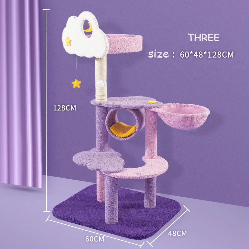  Popular high quality large modern funny luxury cute cat climbing frame purple durable tree for