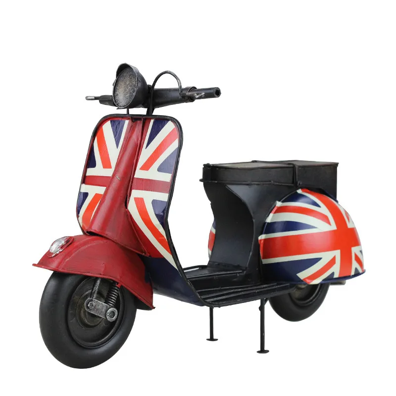 Iron craft classic car model British flag motorcycle metal crafts home decoration kids gifting