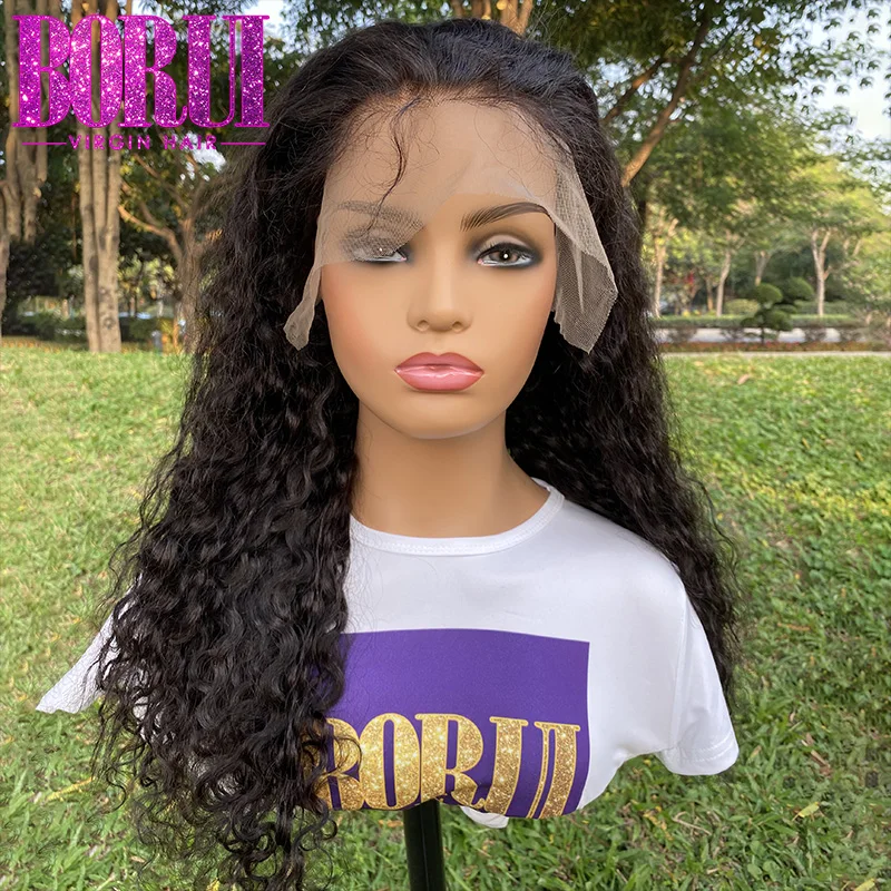 
Fashion Full Desity BORUI HAIR 100% Human Peruvian Water Wave HD Lace Frontal Virgin Hair Hot Sale Wig For Girl 