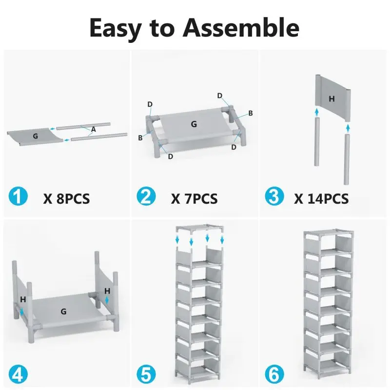 8 Layer Steel Fabric NOShoe Rack Stackable Shoe Rack Storage Shelves Durable Metal Shoe Storage Rack