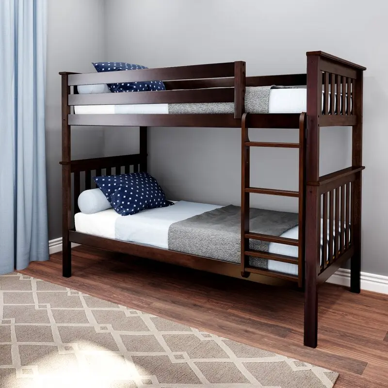 Child Twins Bunk Bed Frame Kids Original Solid Wood Bunk Beds with Stairs