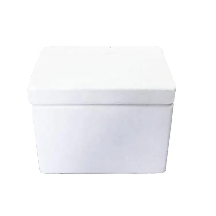 Custom rectangle shape White coloured concrete jar with cement lid for storage or candle holder