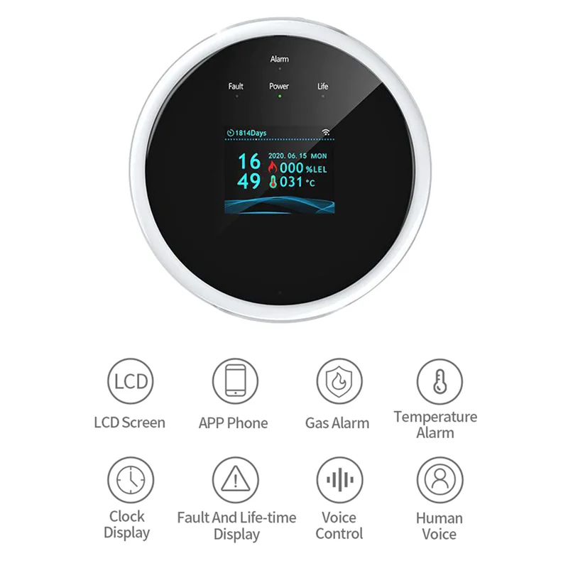 APP Phone Voice Prompt Temperature Alarm remote control WiFi Gas Leak Detector