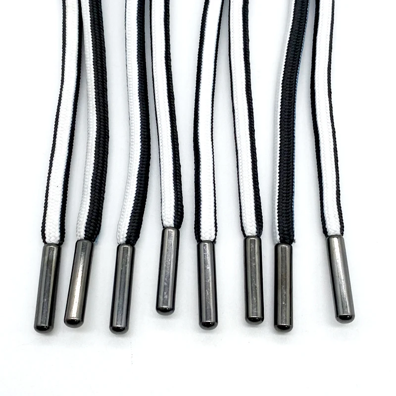 Custom Color Elastic Cotton Braided Drawstring Cords Flat and round Shape for Clothing Hoodies Durable Metal Draw Cord