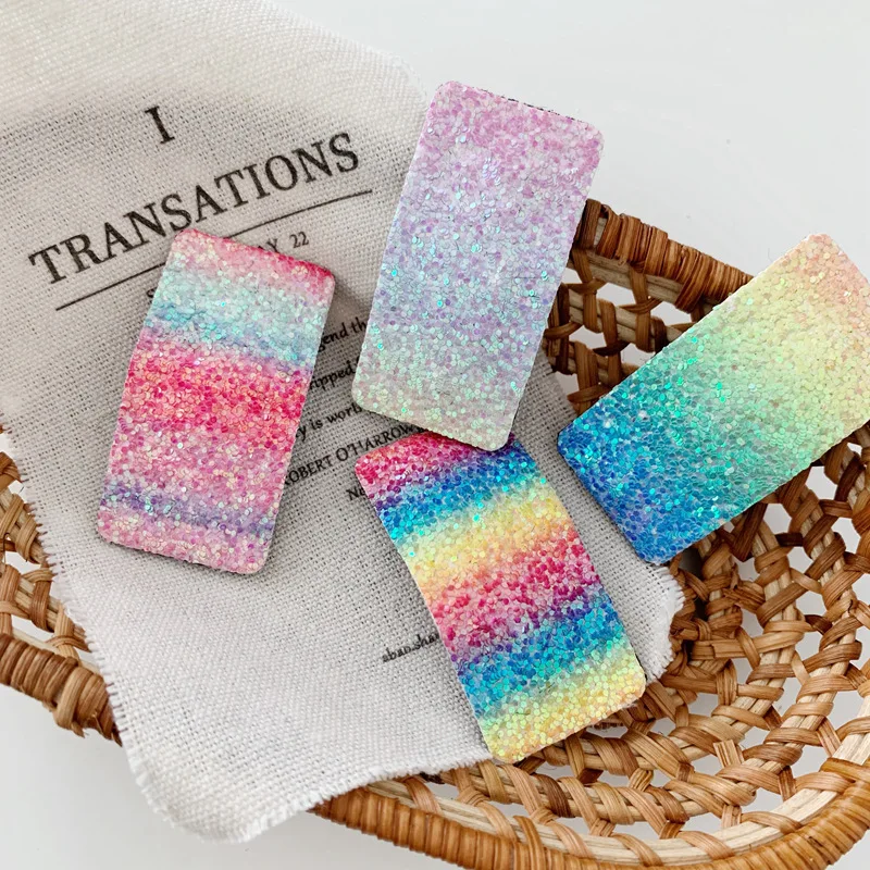 CLARMER Fashion New Simple Hair Accessories BB Hair Clip Girl Heart Rainbow Sequin Glitter Hair Clip