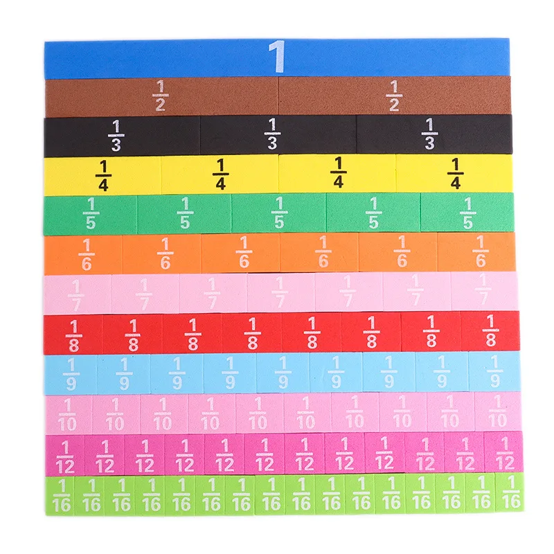 Educational Math Teaching Aids Manipulatives Equivalence 4th Grade Kids Magnetic Fraction Tile