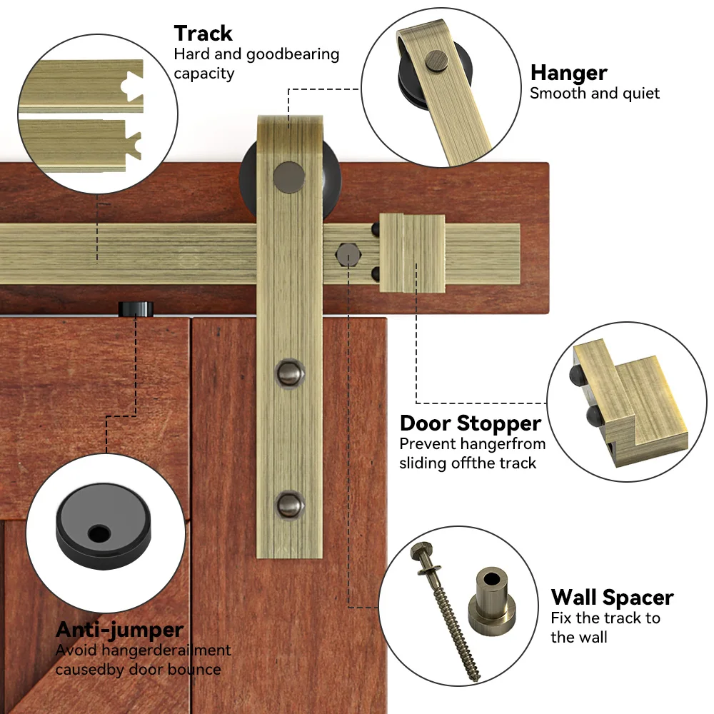 Professional Manufacturer Heavy Duty Barn Door Kits Bronze Steries Sliding Barn Door Hardware
