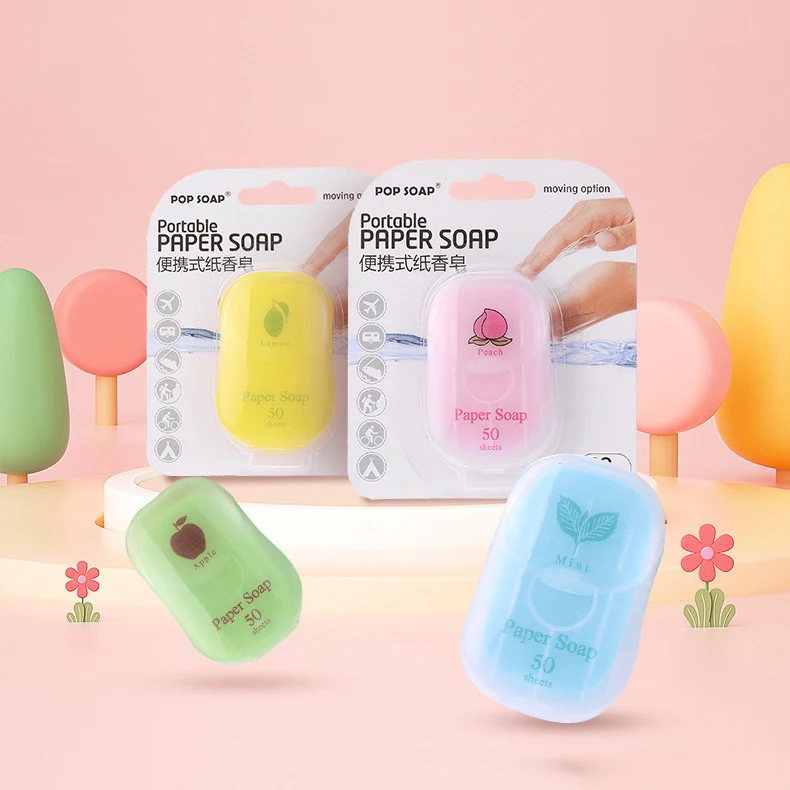Wholesale Disposable Pocket Soap Papers Portable Papier Scented Soluble Hand Wash Paper Soap