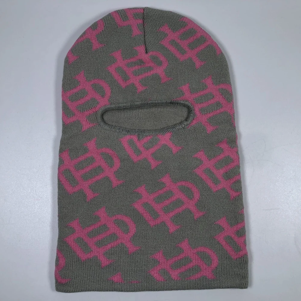 OEM fashion high quality acrylic knit unisex one hole full face masque winter ski mask for men custom  jacquard 2 colour balac