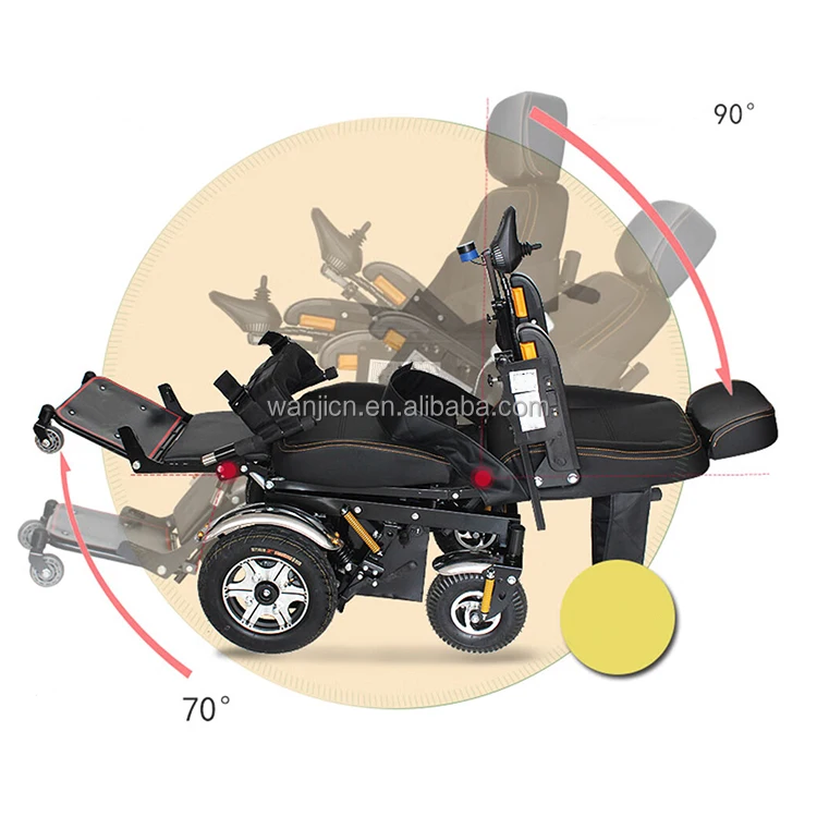 Front-Wheel Drive Motor Electric Wheel Chair/ Power Standing Up Wheelchair For Handicapped Black Rehabilitation Therapy Supplies