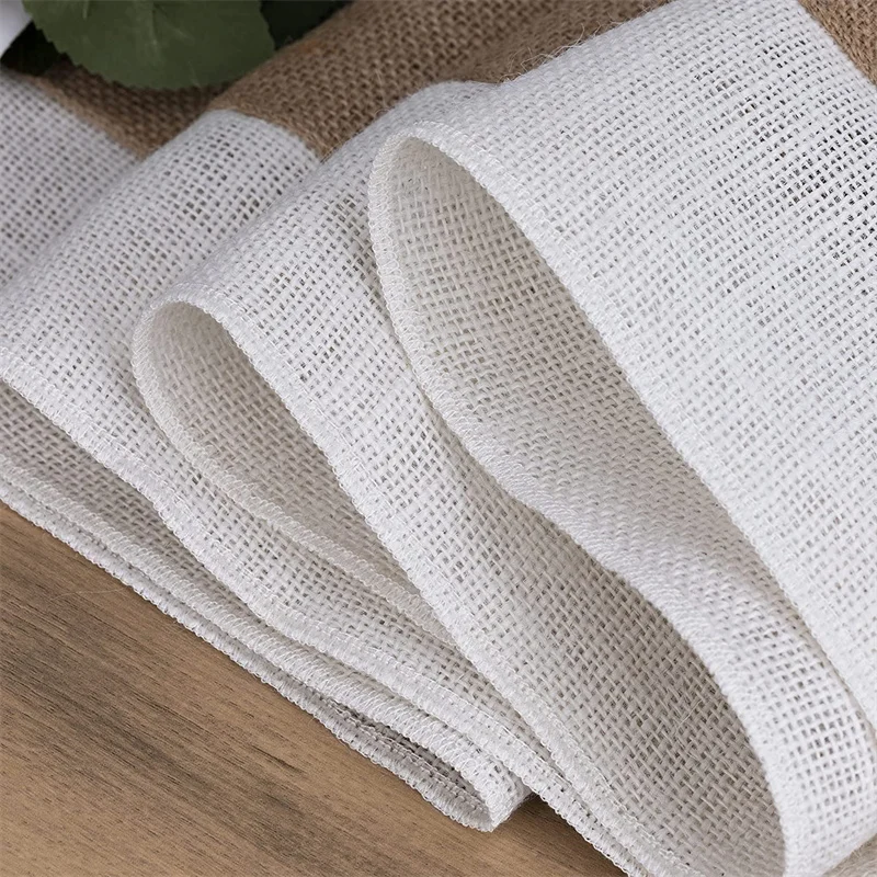 Natural Burlap Table Runner Rustic Jute Linen for Wedding Party Dining & Coffee Table Decor Halloween Event Dresser Cover