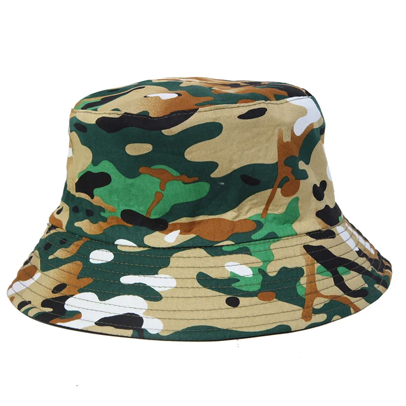 High quality cotton Camouflage pattern  Bucket Hat Men Women Bob Hip Hop Caps Summer Panama Foldable Double Sided Dance Hat