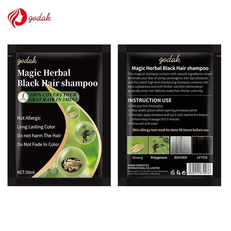 OEM Salon Language  Black  Shampoo Permanently Ammonia Free Herbal Black Silky Hair Color Chart