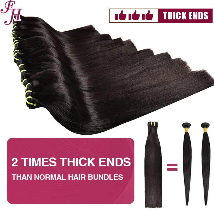 FH High Quality 12A Indian Hair Double Drawn Straight Hair Bundle with Curly Bundles Body Weaves-Peruvian Brazilian Human Hair