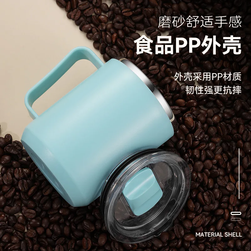 High-value stainless steel student insulation cup office double-layer insulation coffee cup with lid