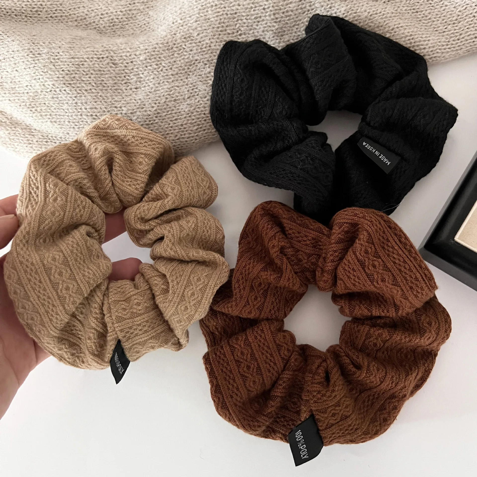 Autumn Winter Hair Accessories Women Knitted Scrunchie