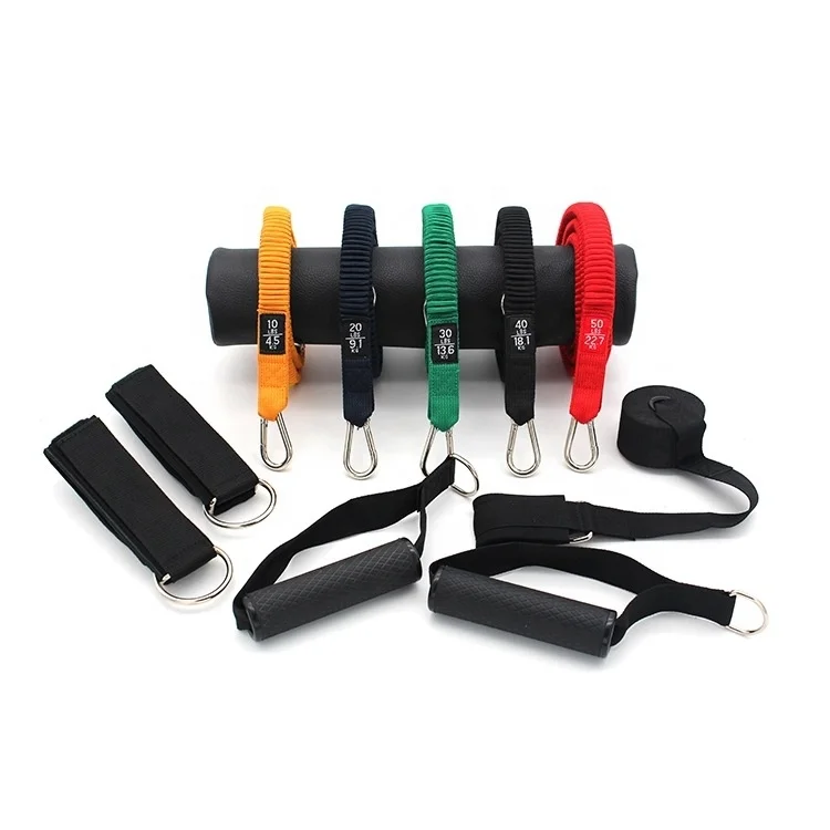 
2021 New Design Custom Resistance Bands 11 pcs Deluxe Fabric Woven Resistance Band Set 