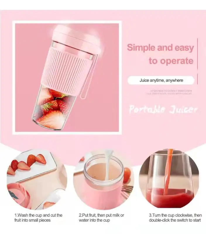 fruit blender Portable Juicer Vitamin Juice bottle Rechargeable USB Mini 280ml juice cup
