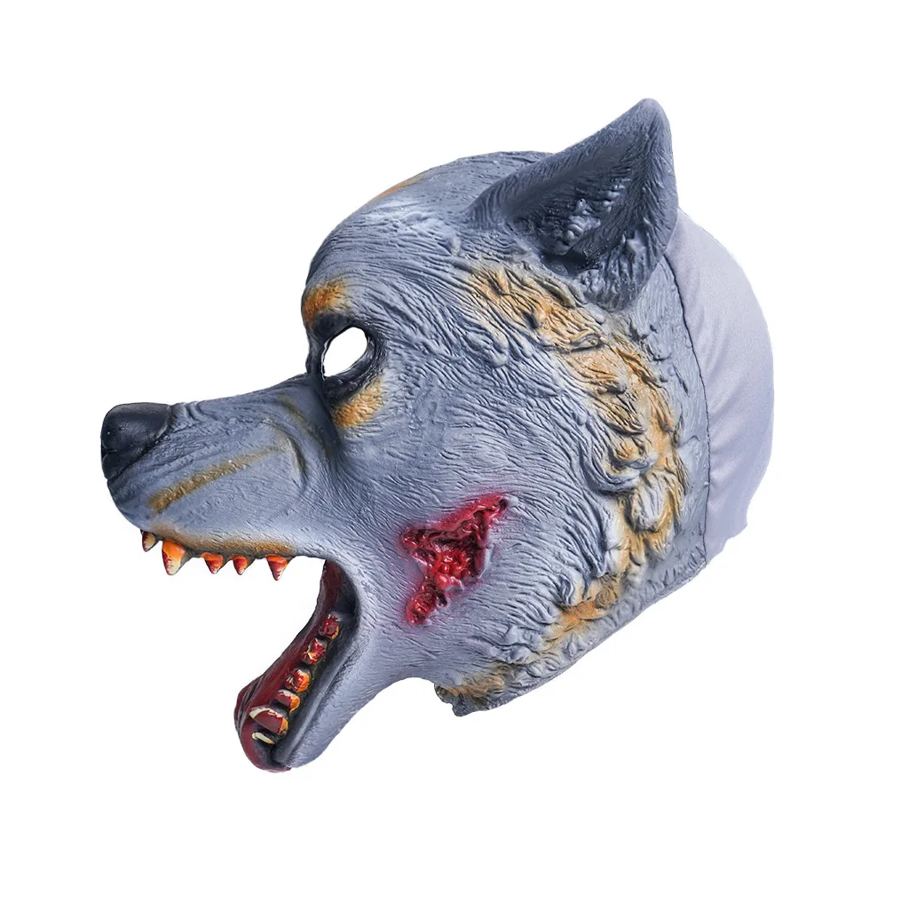 Realistic Werewolf Mask Big Bad Bloody Howling Wolf Costume with Bloodstains for Adult Halloween