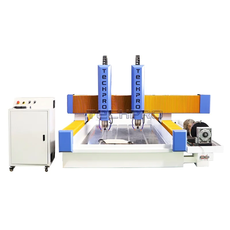 Double spindle rotary device cnc marble statues sculpture making machine stone cnc engraving machine