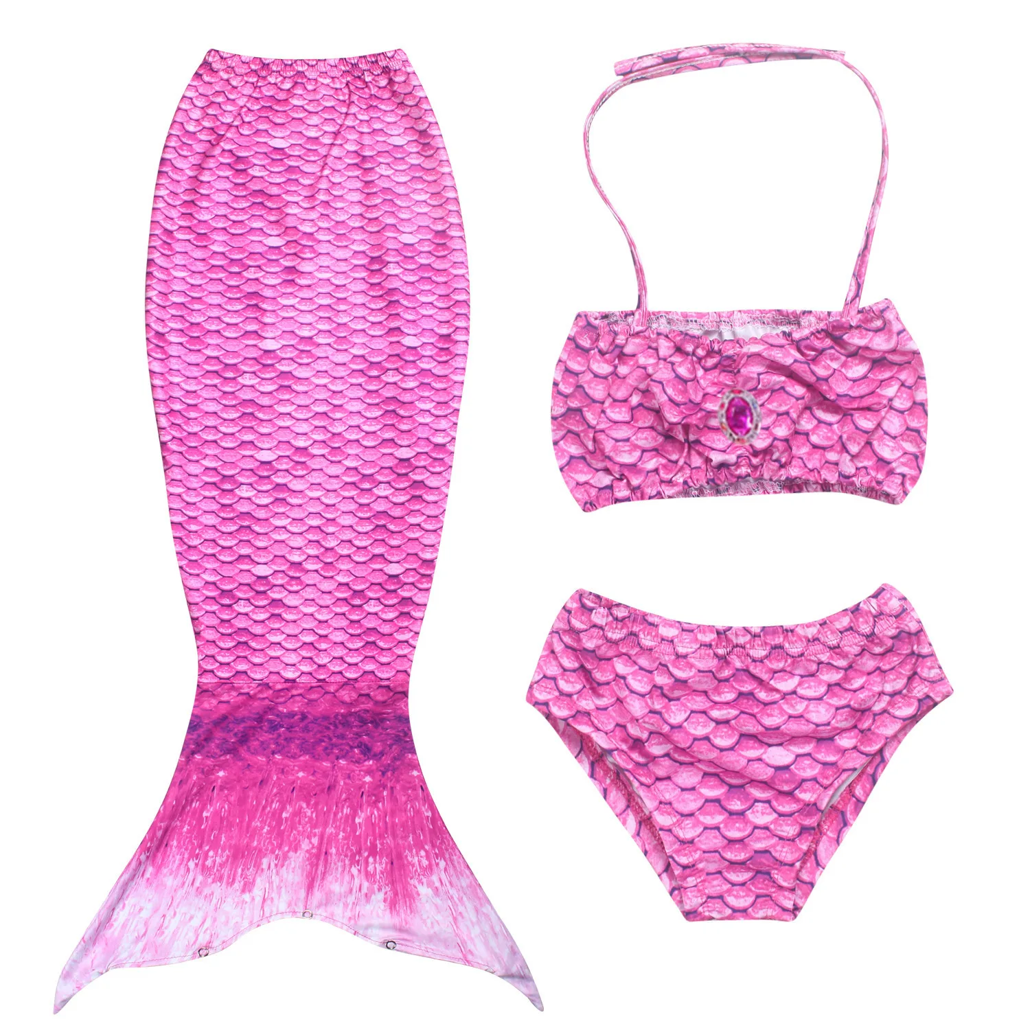 2021 HO Girls Mermaid Swimsuits 3PCS/Set Girls Bikini Set Mermaid Tails with Fin Swimsuit Bikini Swimwear For Girls
