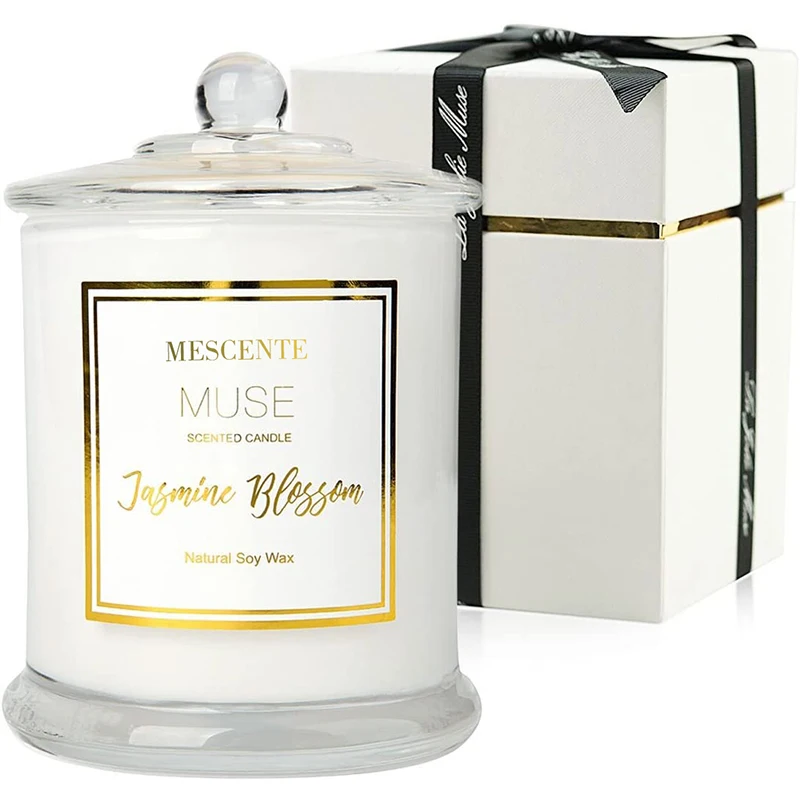  Mescente Wholesale Luxury Custom Private Label Aromatherapy Scented Soy Wax Candles Gift Set In Glass