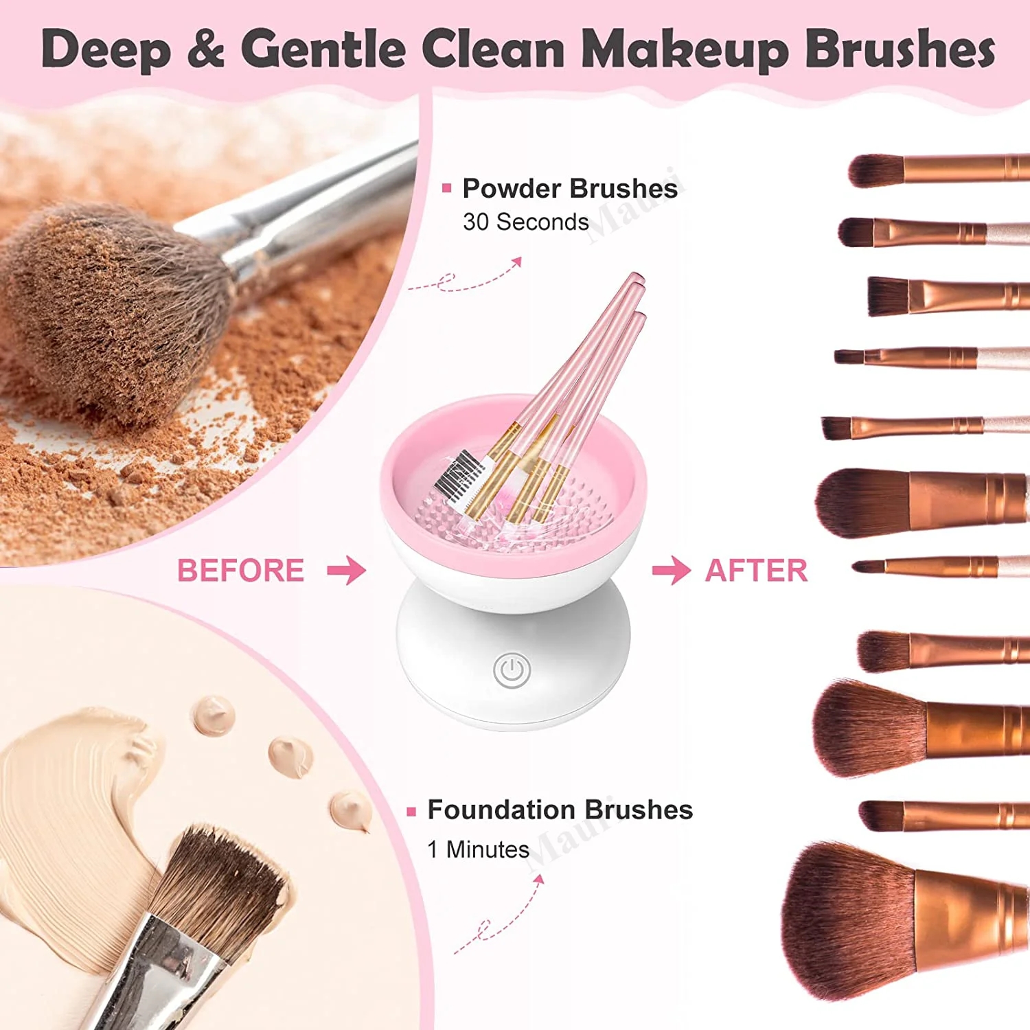 Hot Sale Pink Portable Automatic USB Cosmetic Brush Cleaner Tools Custom Logo Machine Electric Makeup Brush Cleaner