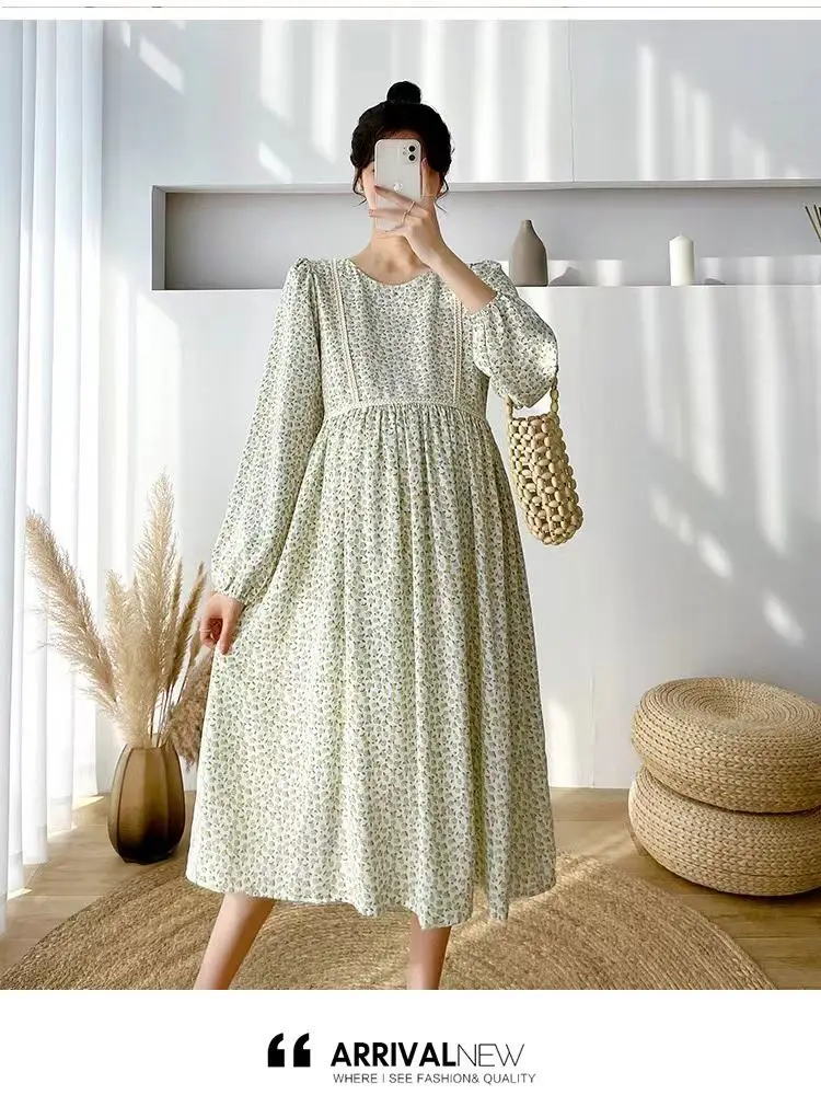 Maternity clothes 2024 spring maternity clothes New Korean sweet floral dress