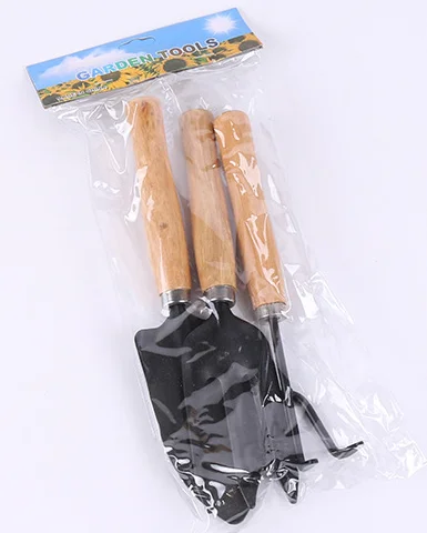 Factory Wholesale Gardening Three-piece Set Multifunctional Shovel Gardening Wooden Handle Small Rake Garden