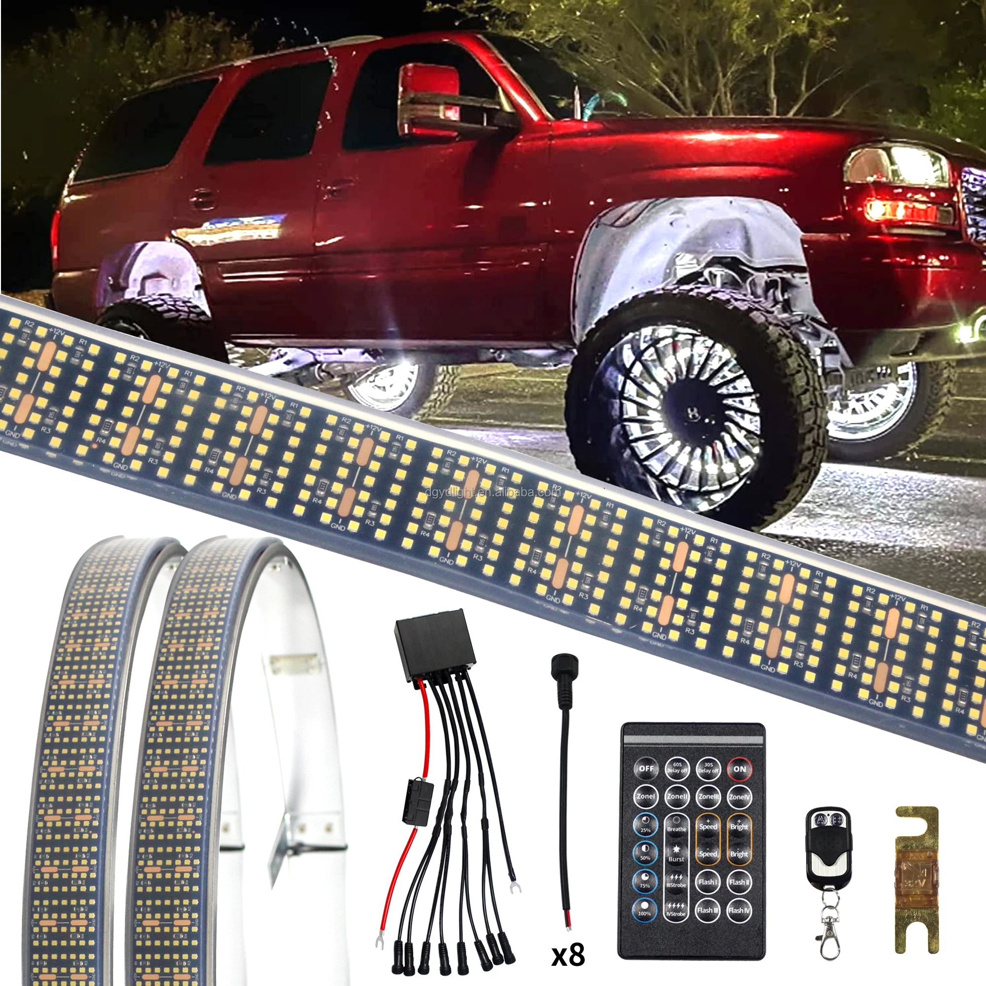 High Power 1000W Wheel Rock Light Controller Dual Remotes Single Wheel Separately Controlled Breathe Burst Strobe Functions