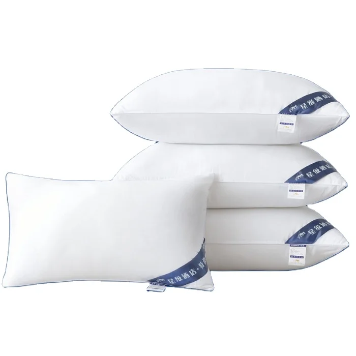 Hot Selling Premium Hotel White Bed Pillow Simple TPE Fabric Sleep Pillow 100% Cotton Filled Folded Vintage Leaves Pattern