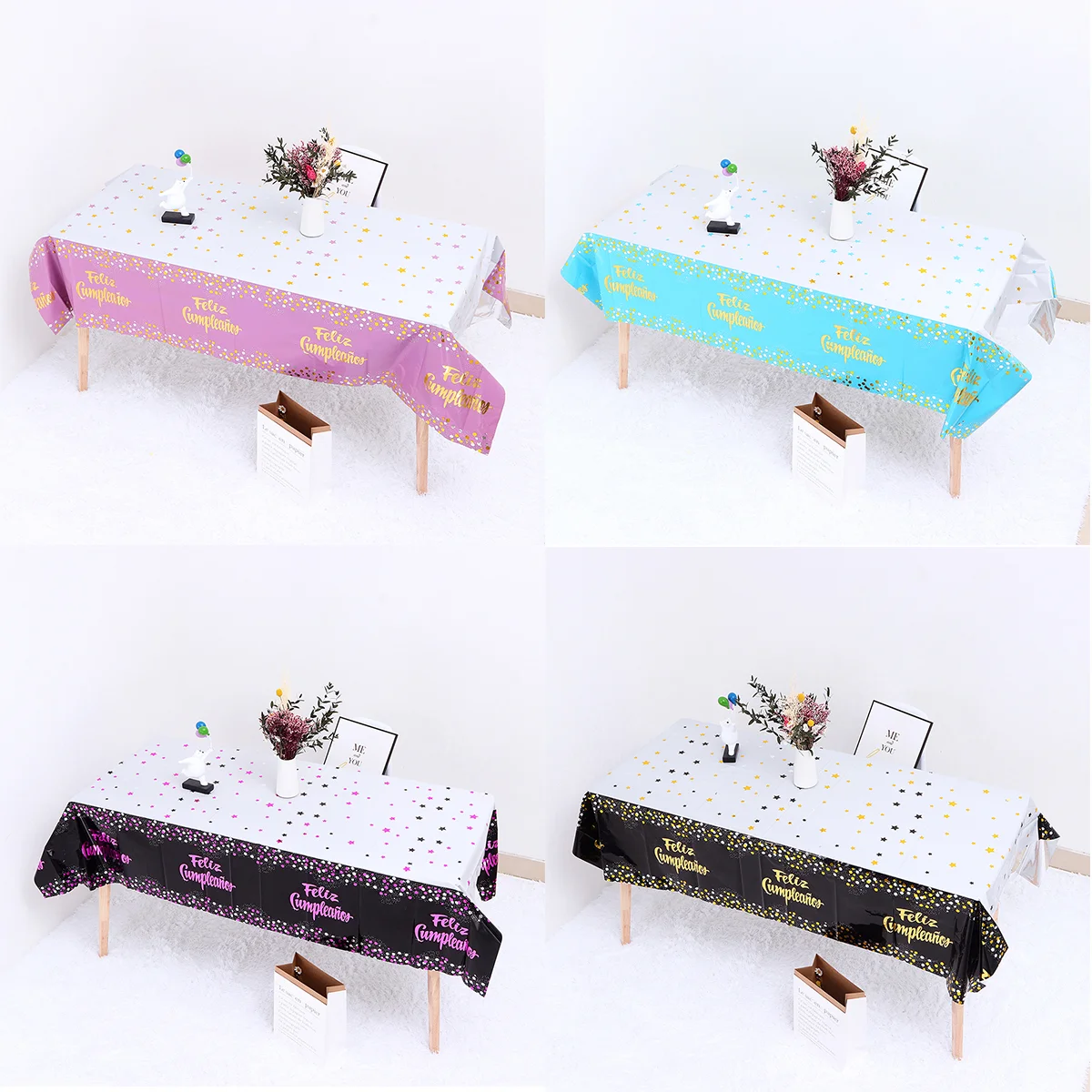 Customized Aluminum Film Printed tablecloth Rectangle Disposable Waterproof Birthday tablecloth Wedding