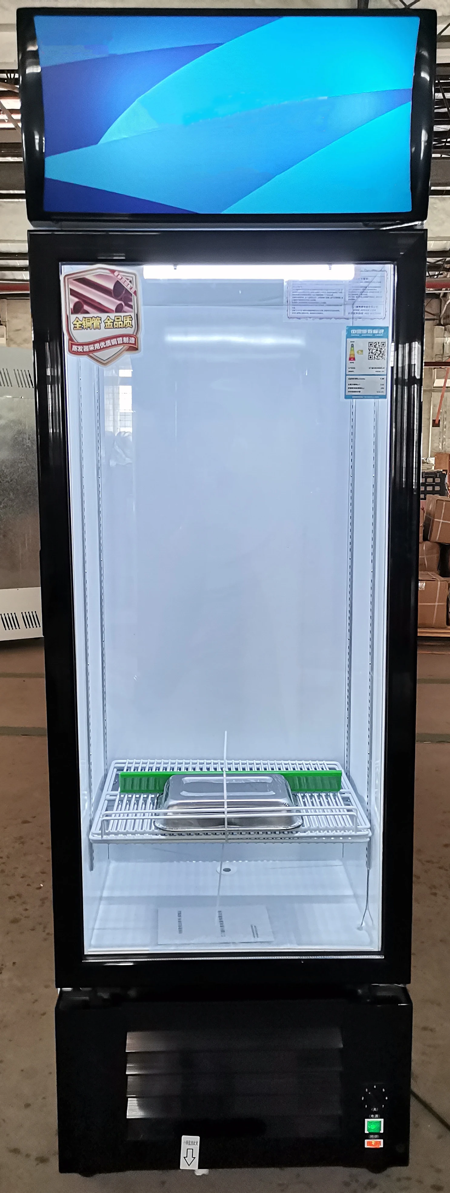 Single Glass Door Commercial High Volume Beverage Display Fridge Vertical Refrigeration Equipment 420L Direct-cooling No Frost