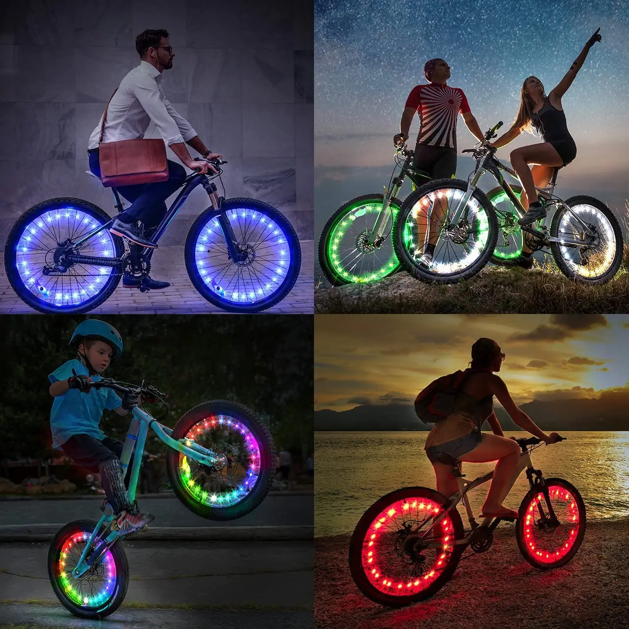 20 LEDs Waterproof LED Bicycle Wheel String Light Wire String Warning Bicycle Wheel Lights Tire Spoke Light