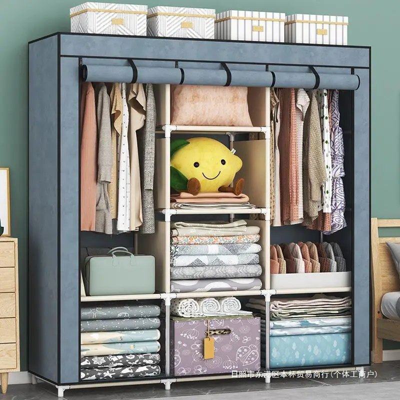Simple Modern Fabric Portable Kids Bedroom Furniture Cloth Wardrobe Closet Cupboard Organizer Cabinet