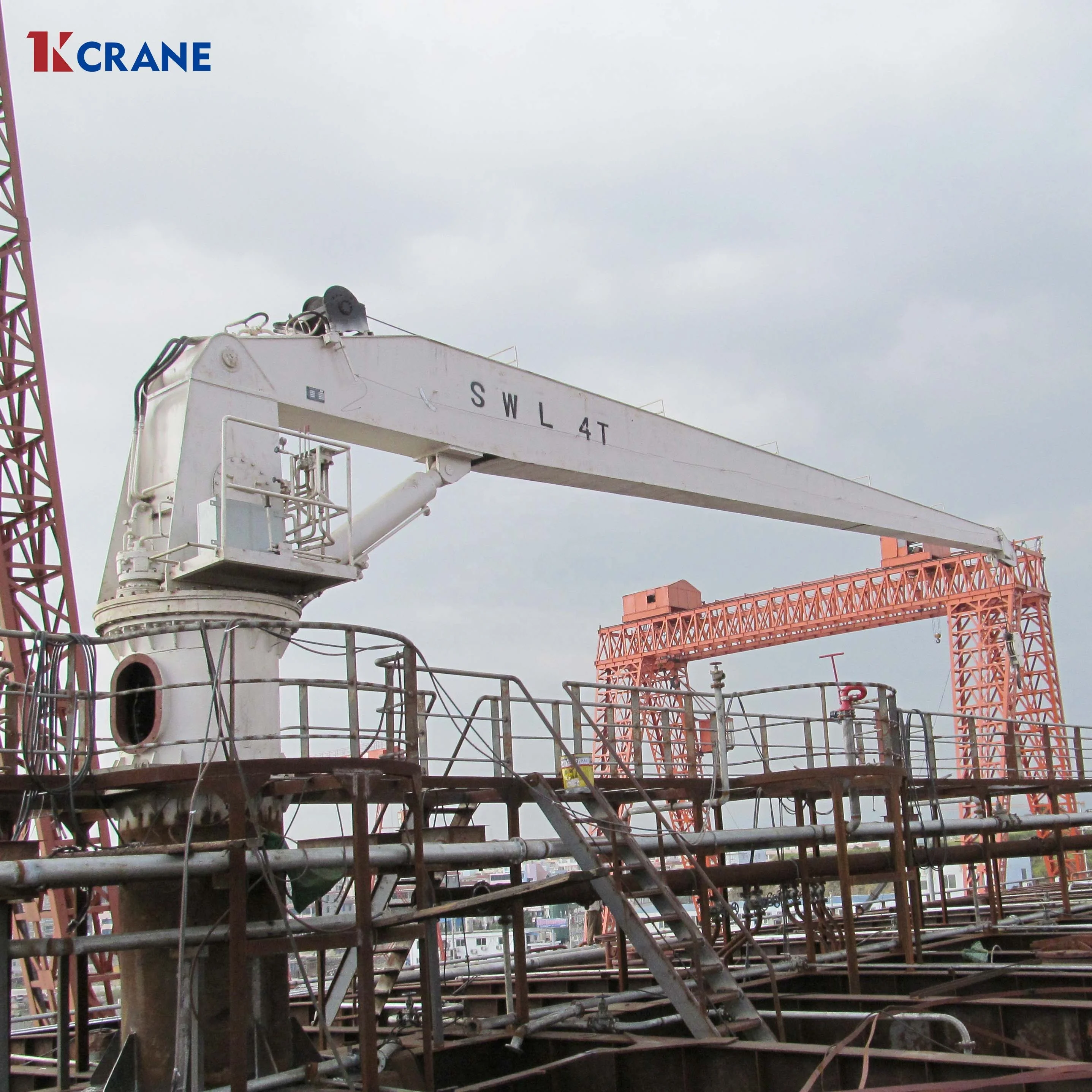 slewing marine crane telescoping hydraulic floating deck ship crane