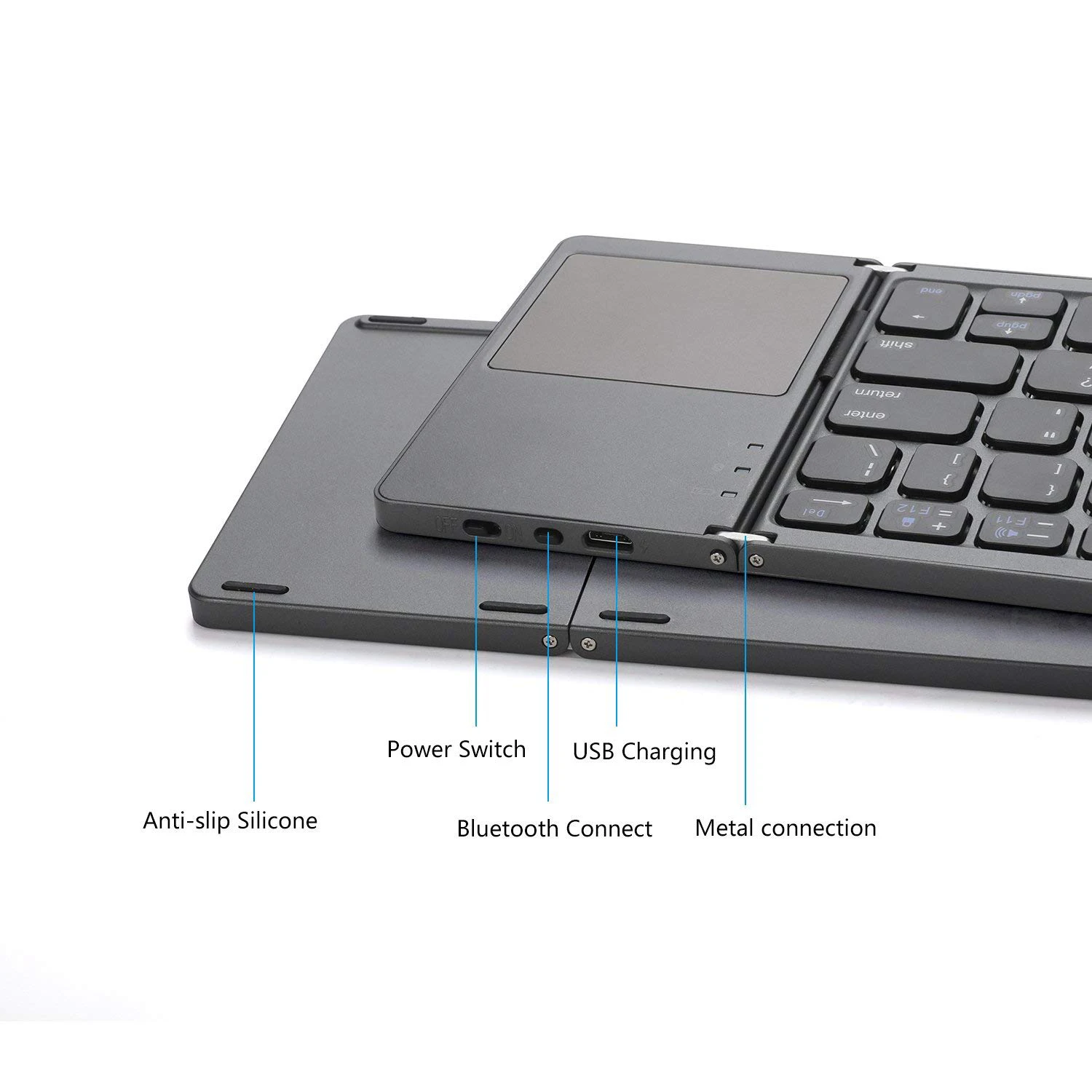 Hot Sale Foldable Bluetooth Keyboard With Touchpad 78 Keys Mini 3-Fold And Mouse Touch Pad Wireless Keyboard for PC for Mobile